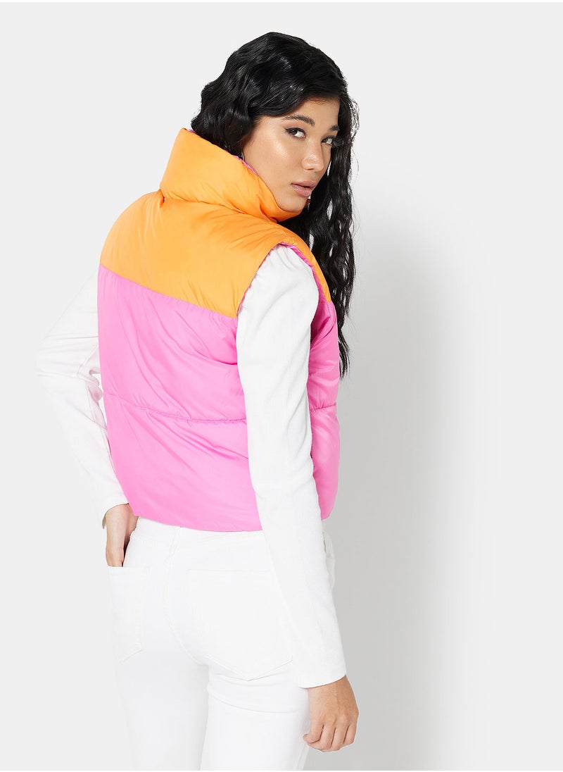 ONLY - Colourblock Zip Through Gilet - Image 1
