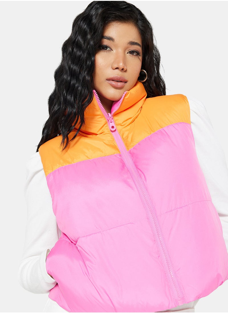 ONLY - Colourblock Zip Through Gilet - Image 1