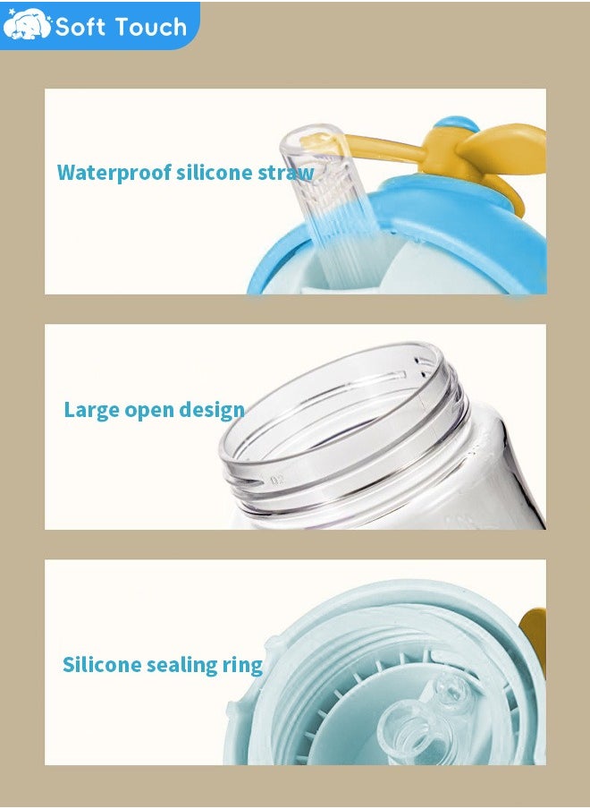 Soft Touch - Baby Straw Bottle Toddler Water Bottle Sippy Cup for Baby 6-12 Months Baby Straw Cup Sipper Bottle for Kids with Handles 300ml (Blue) - Image 1