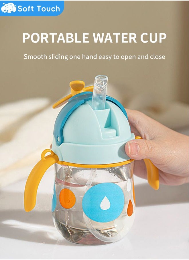 Soft Touch - Baby Straw Bottle Toddler Water Bottle Sippy Cup for Baby 6-12 Months Baby Straw Cup Sipper Bottle for Kids with Handles 300ml (Blue) - Image 1