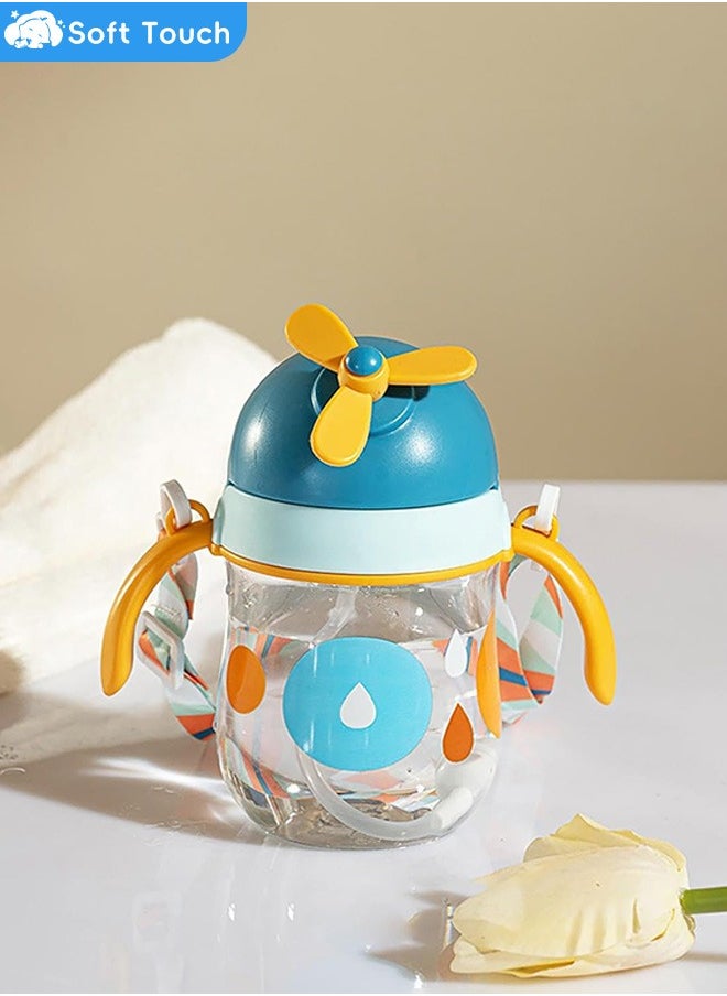 Soft Touch - Baby Straw Bottle Toddler Water Bottle Sippy Cup for Baby 6-12 Months Baby Straw Cup Sipper Bottle for Kids with Handles 300ml (Blue) - Image 1