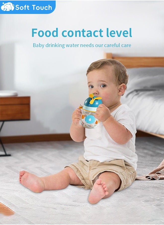 Soft Touch - Baby Straw Bottle Toddler Water Bottle Sippy Cup for Baby 6-12 Months Baby Straw Cup Sipper Bottle for Kids with Handles 300ml (Blue) - Image 1