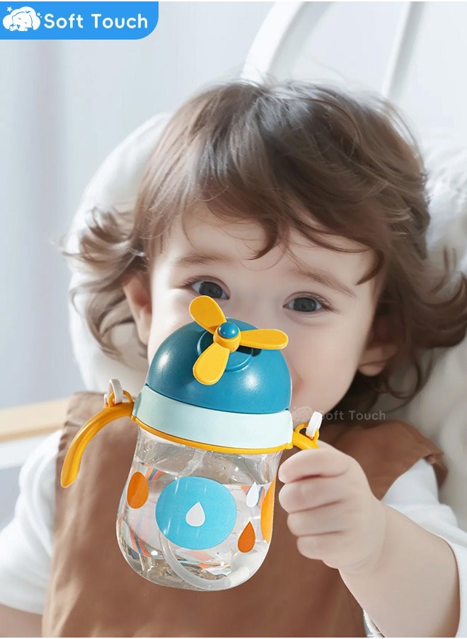 Soft Touch - Baby Straw Bottle Toddler Water Bottle Sippy Cup for Baby 6-12 Months Baby Straw Cup Sipper Bottle for Kids with Handles 300ml (Blue) - Image 1