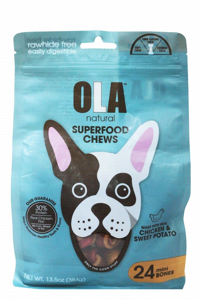 Aula small natural chew treats with chicken and sweet potato are gluten, corn, and rawhide-free, ideal for small to medium-sized dogs. - Image 1
