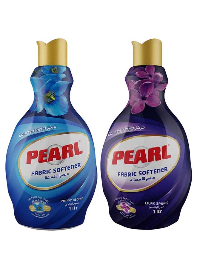 Pearl Fabric Softener Concentrate 2 x 1L Promo Pack Poppy Bloom & Lilac Spring Perfume Capsules Long Lasting Fragrance 2 x 1 L, 2L - Image 1