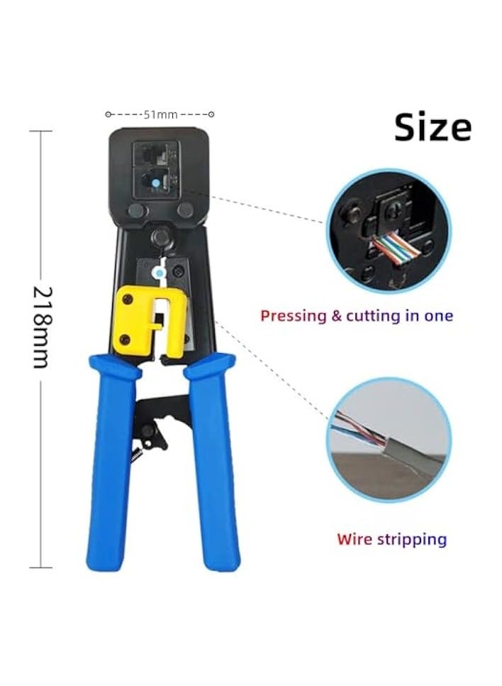 PROMASS Through-Hole Cable Pliers, Multifunctional Punch-Down Crimping Tool, 6P/8P RJ45 Ethernet Cable Crimper, Compatible with Cat5/Cat5e/Cat6/Cat6a 8P Network Crystals Heads & 6P Telephone Lines  - Image 2