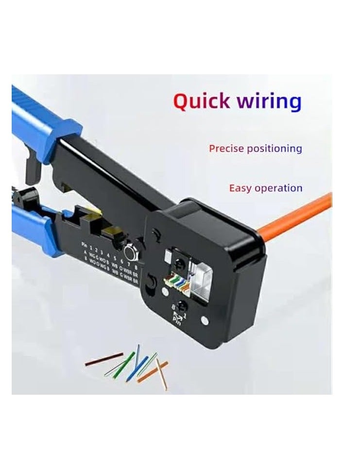 PROMASS Through-Hole Cable Pliers, Multifunctional Punch-Down Crimping Tool, 6P/8P RJ45 Ethernet Cable Crimper, Compatible with Cat5/Cat5e/Cat6/Cat6a 8P Network Crystals Heads & 6P Telephone Lines  - Image 3