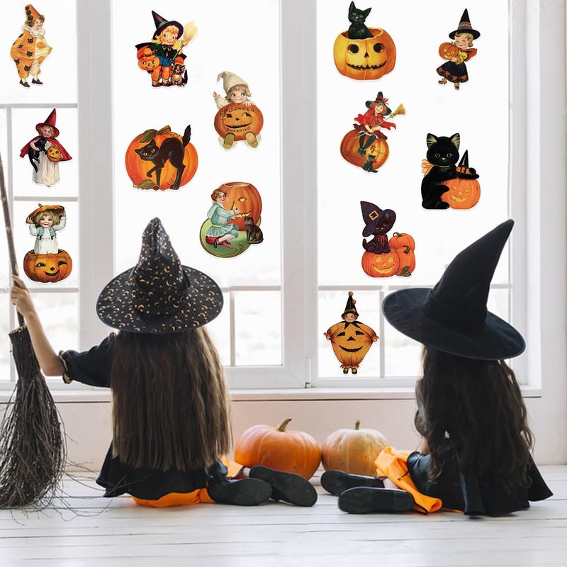 K1tpde 24PCS Vintage Halloween Cutout Home Decoration, Pumpkin Witch Cutout Decor, Large Size Halloween Cutouts Cardstock, Retro Victoria Cut-Outs Cardboard, Trick or Treat Holiday Party Decorations - Image 4
