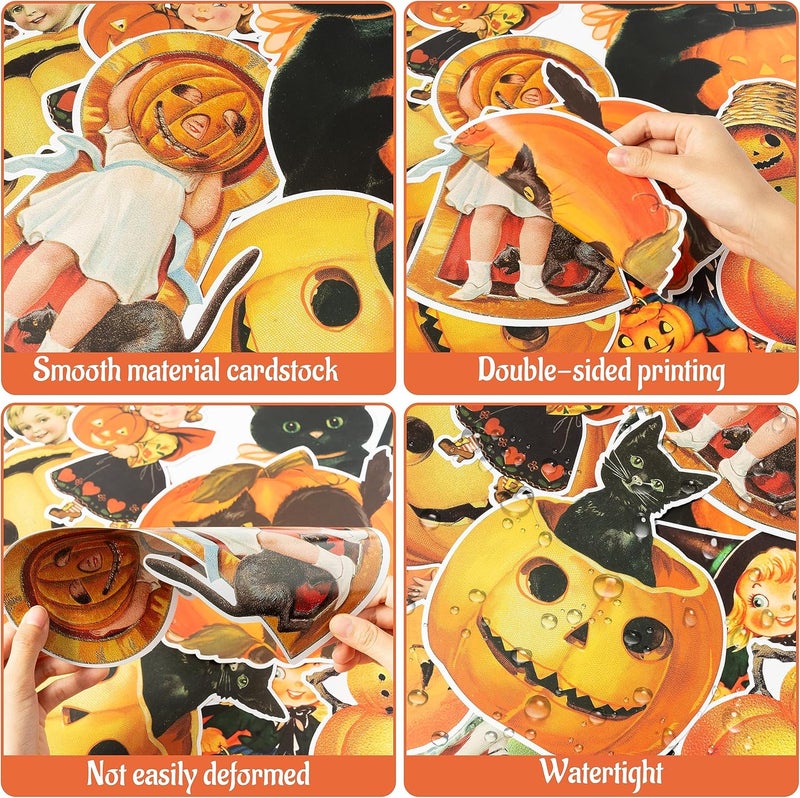 K1tpde 24PCS Vintage Halloween Cutout Home Decoration, Pumpkin Witch Cutout Decor, Large Size Halloween Cutouts Cardstock, Retro Victoria Cut-Outs Cardboard, Trick or Treat Holiday Party Decorations - Image 3