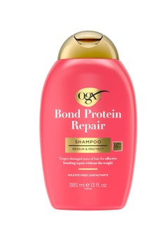 OGX Repair & Protect Bond Protein Repair Shampoo, Lightweight Hair Wash Cleanses & Targets Damaged Areas of Hair for Effective Bond Repair, Sulfate-Free Surfactants, 13 fl. Oz
