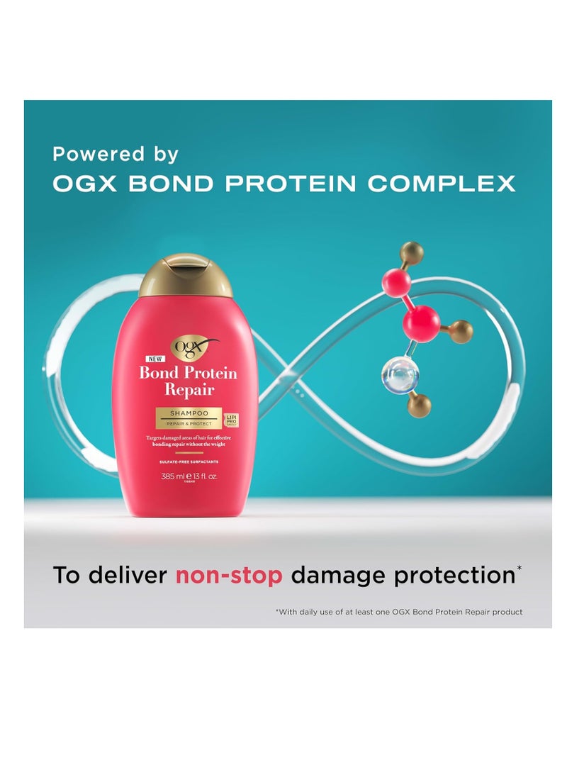 Ogx - OGX Repair & Protect Bond Protein Repair Shampoo, Lightweight Hair Wash Cleanses & Targets Damaged Areas of Hair for Effective Bond Repair, Sulfate-Free Surfactants, 13 fl. Oz - Image 1