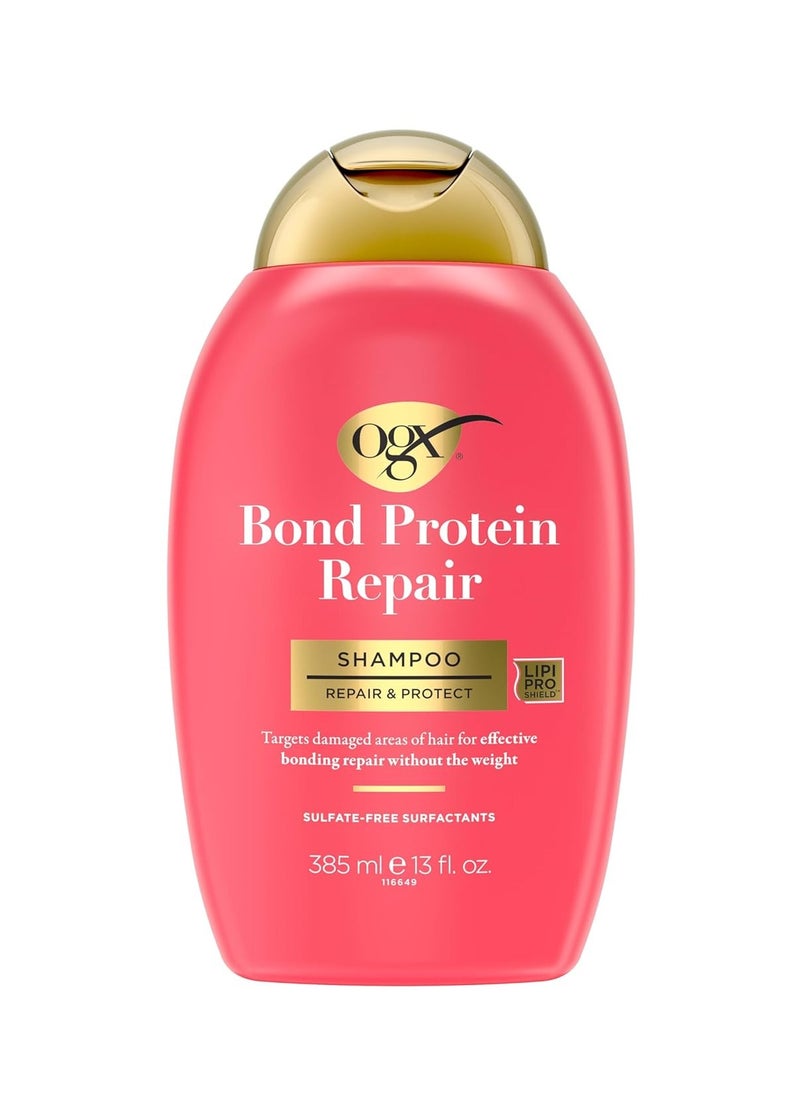 Ogx - OGX Repair & Protect Bond Protein Repair Shampoo, Lightweight Hair Wash Cleanses & Targets Damaged Areas of Hair for Effective Bond Repair, Sulfate-Free Surfactants, 13 fl. Oz - Image 1
