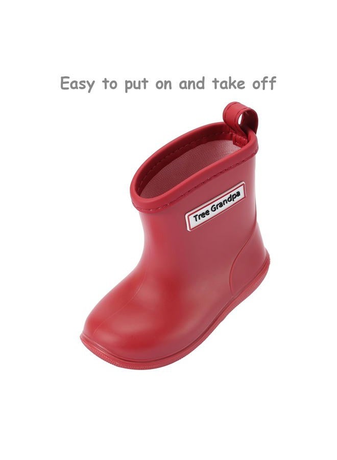 Tree Grandpa Toddler Rain Boots for Boys Girls Kids Rain Shoes,Lightweight and Waterproof Baby rain boots with Easy on, Red, 8 Toddler - Image 4
