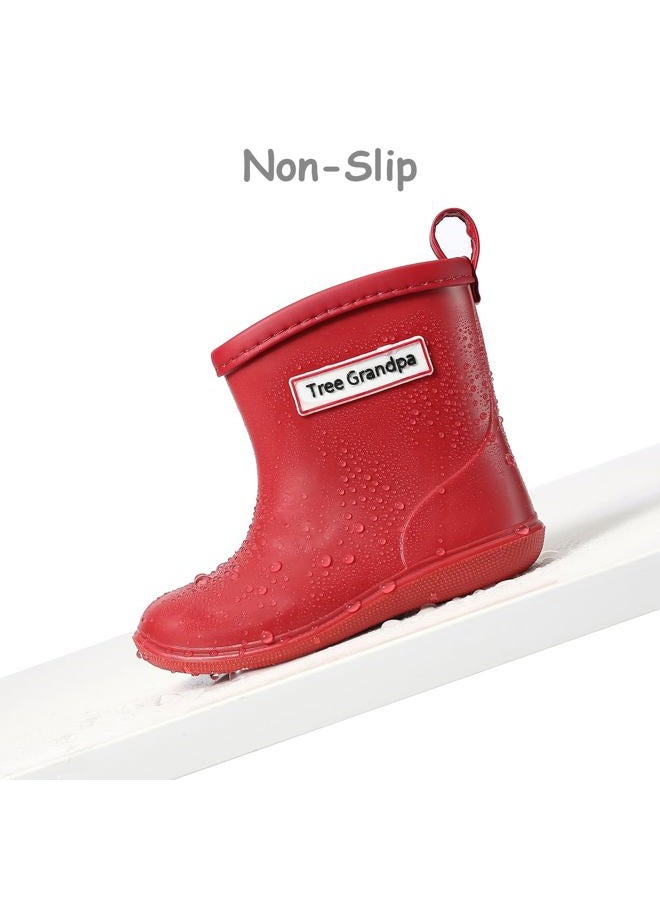 Tree Grandpa Toddler Rain Boots for Boys Girls Kids Rain Shoes,Lightweight and Waterproof Baby rain boots with Easy on, Red, 8 Toddler - Image 3