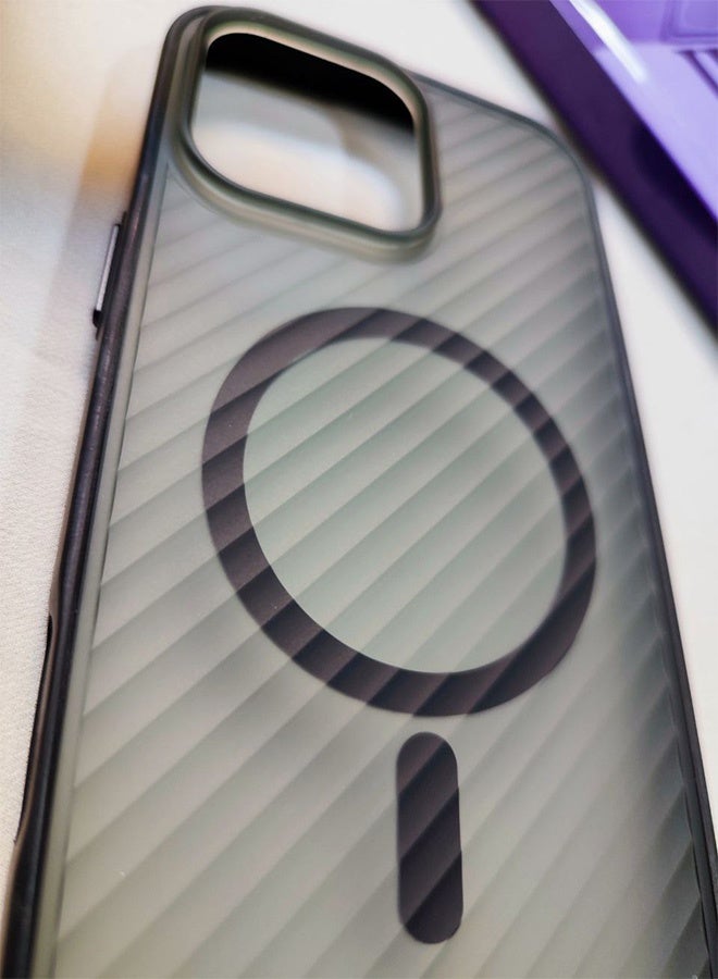 جراب خلفي مغناطيسي لهاتف ايفون 16 برو ماكس، تصميم مموج غير لامع، متوافق مع الماج سيف والشاحن اللاسلكي، غطاء صلب رفيع، مقاوم للصدمات، مقاوم للخدش، مقاوم لبصمات الأصابع، مع إطار مطاطي ممتاز، حماية عدسة الكاميرا، متوافق مع ايفون 16 برو ماكس - اسود - Image 2