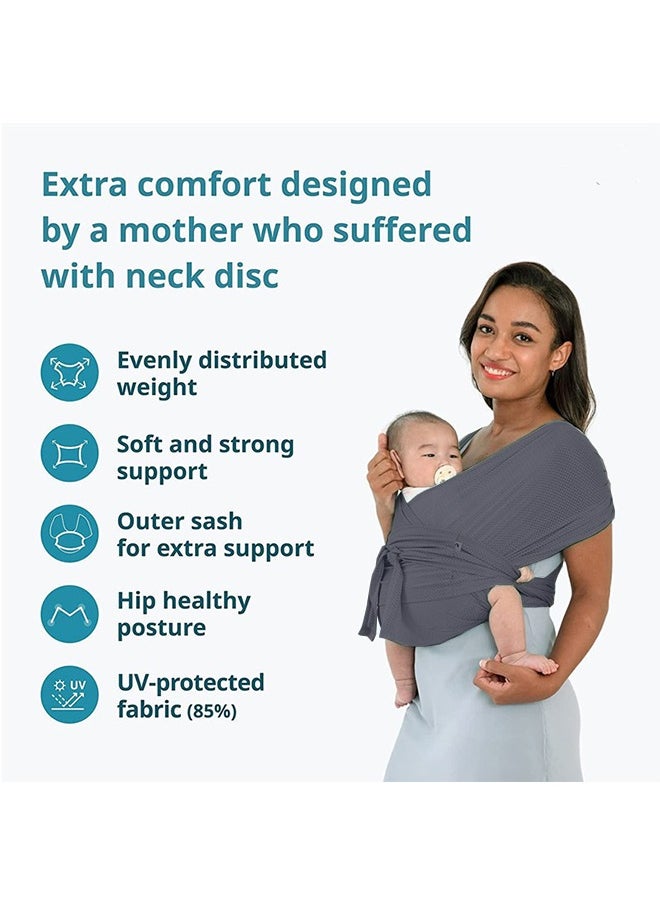 Generic - Baby Wrap Carrier, Baby Carrier with Mesh, Soft Adjustable Breathable Easy to Wear and Wrap Baby Sling for Newborn Babies up to 44 lbs, Grey L - Image 1