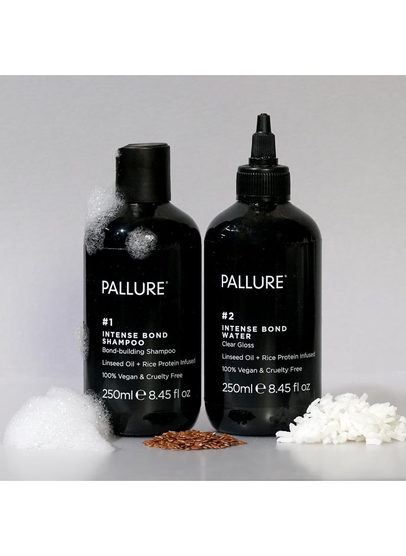 Pallure - Pallure No 1 Intense Bond Building Hair Repair Shampoo No 2 Water Duo For Thicker Voluminous Fuller Hair With Linseed Oil Rice Protein 250 ml - Image 1