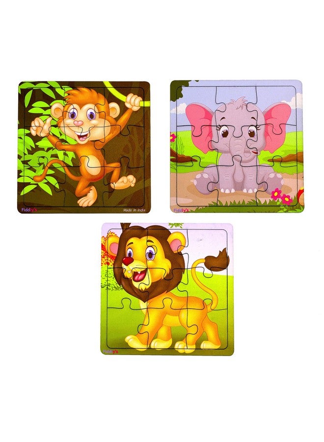 Fiddlys Wooden Paperless Jigsaw Puzzle for Children - Pack of 3-9 Pieces - Image 1