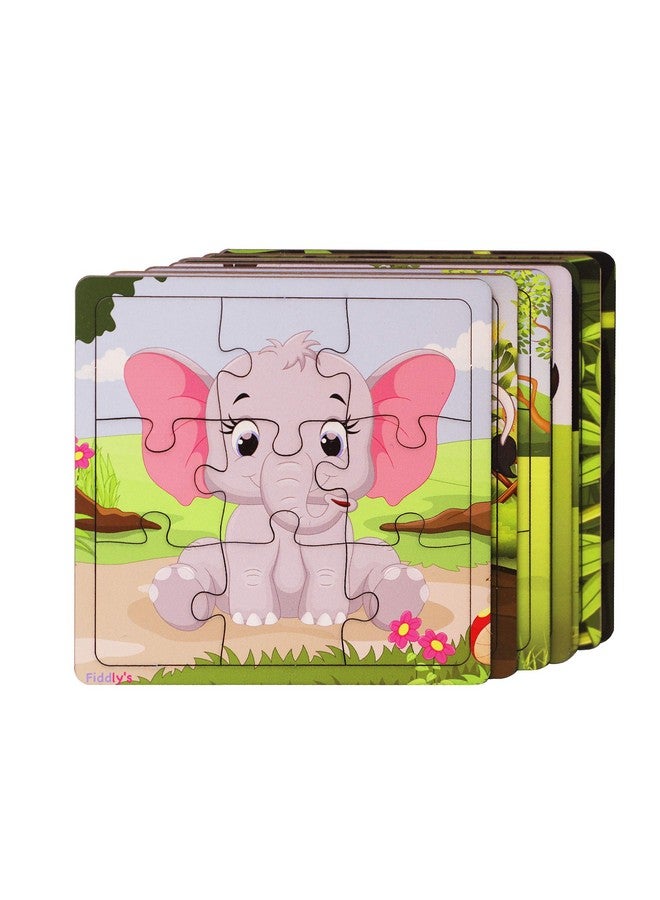 Fiddlys Wooden Paperless Jigsaw Puzzle for Children - Pack of 3-9 Pieces - Image 5