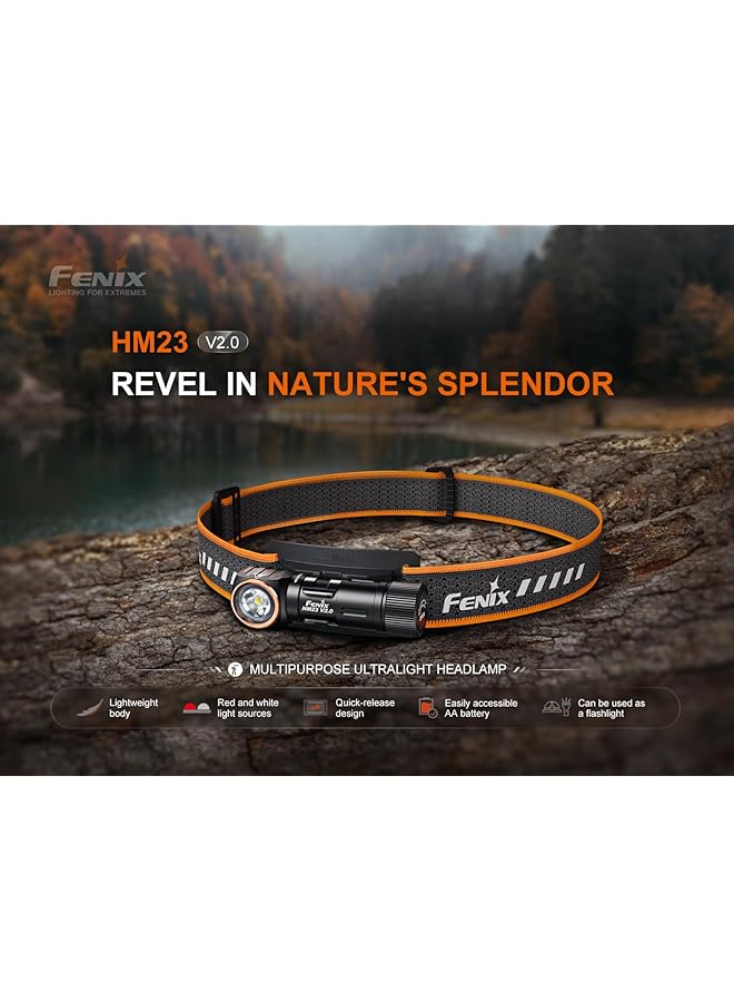 fenix HM23 V2.0 Compact & Lightweight Multi Purpose Head Torch/Right Angle Torch 300 Lumens 88m 100 Hrs Max AA Battery Powered Magnetic Tail Cap 150° Vertical Tilt IP68 - Image 4