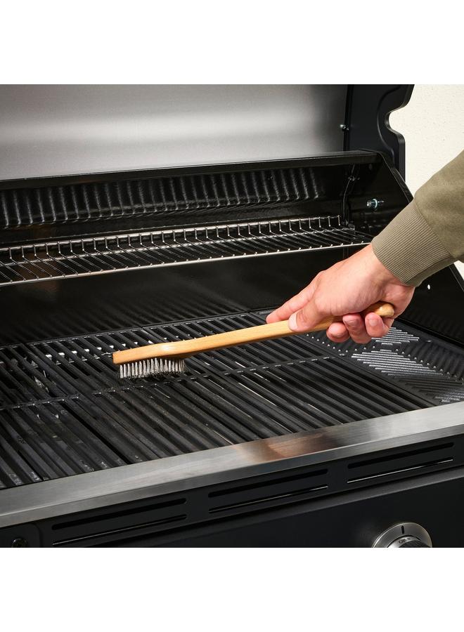 Green Tiger Barbecue Grill Cleaning Brush, Stainless Steel/Beech, 42 Cm - Image 3