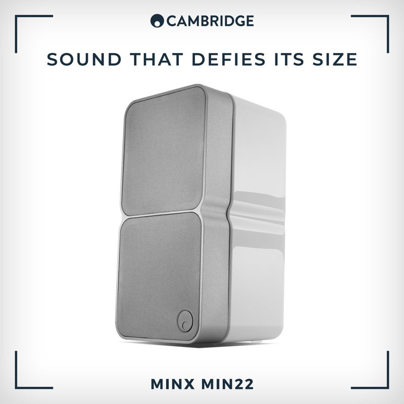 Cambridge Audio مكبر صوت كامبريدج أوديو مينكس مين 22 - مكبر صوت ساتليتي سلكي مدمج يتميز بتقنية مكبر الصوت BMR - يتضمن حامل ثقب المفتاح للتثبيت السهل والمخفي على الحائط - أبيض - Image 2