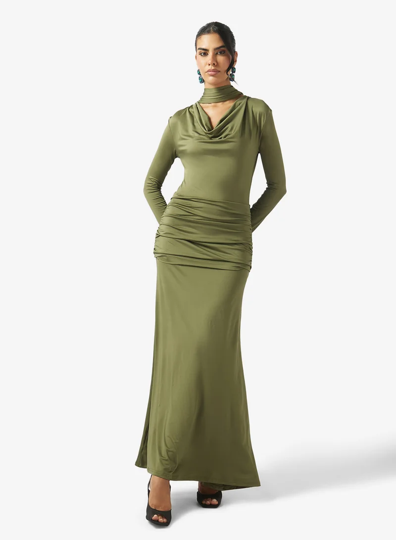Cowl Neck A-line Dress