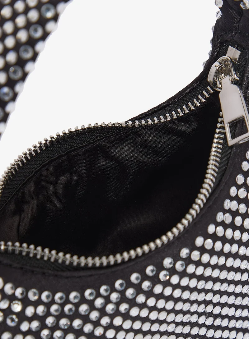 Namshi x Silver silver rhinestone detailed sparkly metallic handle bag for Women | Best Price UAE