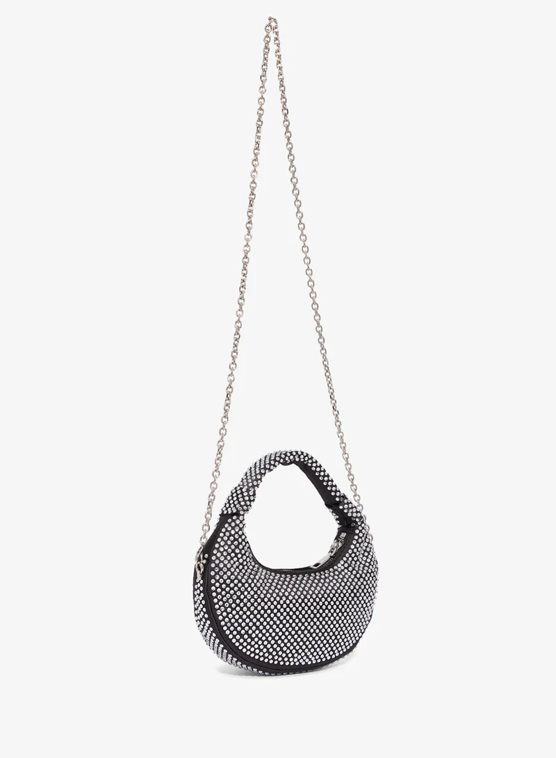 Namshi x Silver silver rhinestone detailed sparkly metallic handle bag for Women | Best Price UAE