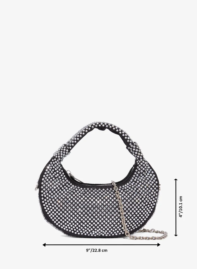Namshi x Silver silver rhinestone detailed sparkly metallic handle bag for Women | Best Price UAE