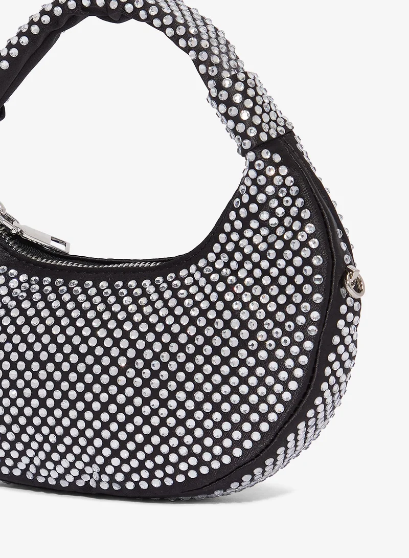 Namshi x Silver silver rhinestone detailed sparkly metallic handle bag for Women | Best Price UAE