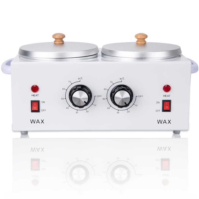 Double Wax Warmer Double Wax Pot Professional for Hair Removal Electric Wax Heater Machine Dual Wax Pot Warmer Professional With Adjustable Temperature for FacialSkinBodySpa and Salon