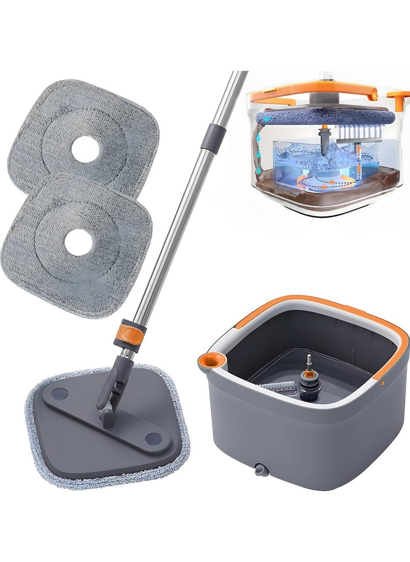 ECONO - Spin Mop and Bucket with Dual Compartment Mops for Floor Cleaning, 360-Degree Rotation, Centrifugal Force, 2 Microfiber Mop Heads Spinning Mop and Buckets for Floor Cleaning. - Image 1