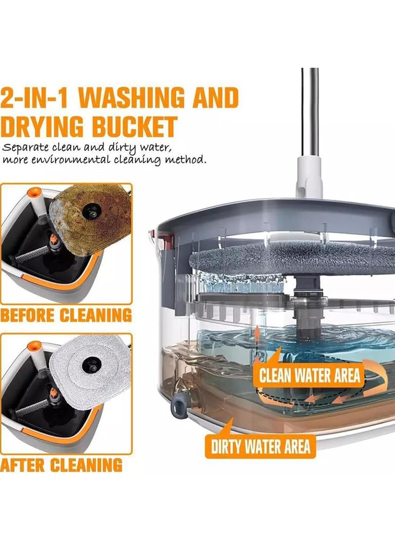 ECONO - Spin Mop and Bucket with Dual Compartment Mops for Floor Cleaning, 360-Degree Rotation, Centrifugal Force, 2 Microfiber Mop Heads Spinning Mop and Buckets for Floor Cleaning. - Image 1