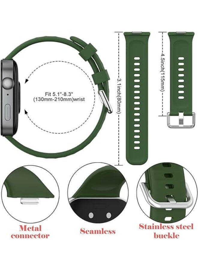 OLYSON 3 Pack Bands for Huawei Watch Fit 5/Fit5 Pro/Fit 4/Fit4 Pro/Fit 3, Strap Replacement Multicolor Soft Silicone Watch Bands, Perfect Durable Wristband, Black, Midnight Blue, Military Green - Image 2