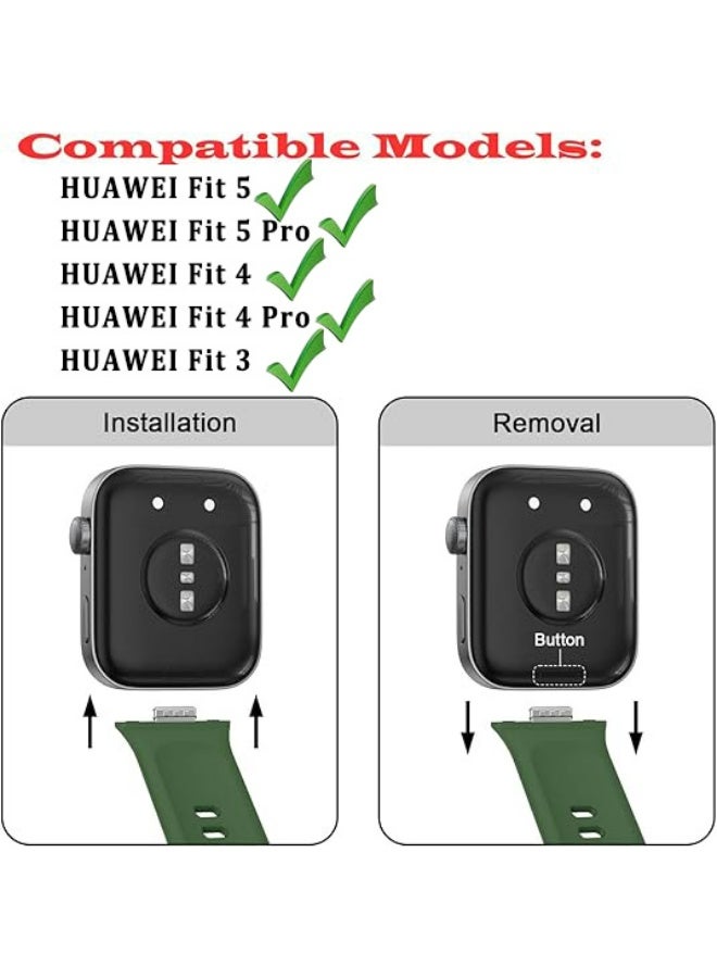 OLYSON 3 Pack Bands for Huawei Watch Fit 5/Fit5 Pro/Fit 4/Fit4 Pro/Fit 3, Strap Replacement Multicolor Soft Silicone Watch Bands, Perfect Durable Wristband, Black, Midnight Blue, Military Green - Image 3