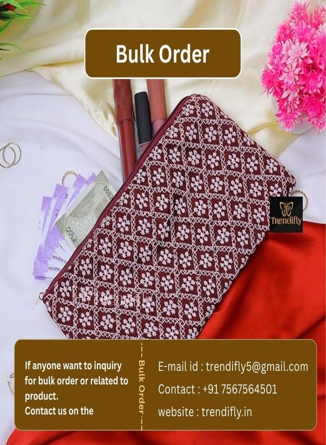 Trendifly Embroidery Lucknowi Chikankari Wedding Return Gift For Women Wholesale Bridal Traveling Potli Bag With Zipper For Ladies Baby Shower Shagun Purse Gifting Haldi Mehandi For Girl (20) - Image 5