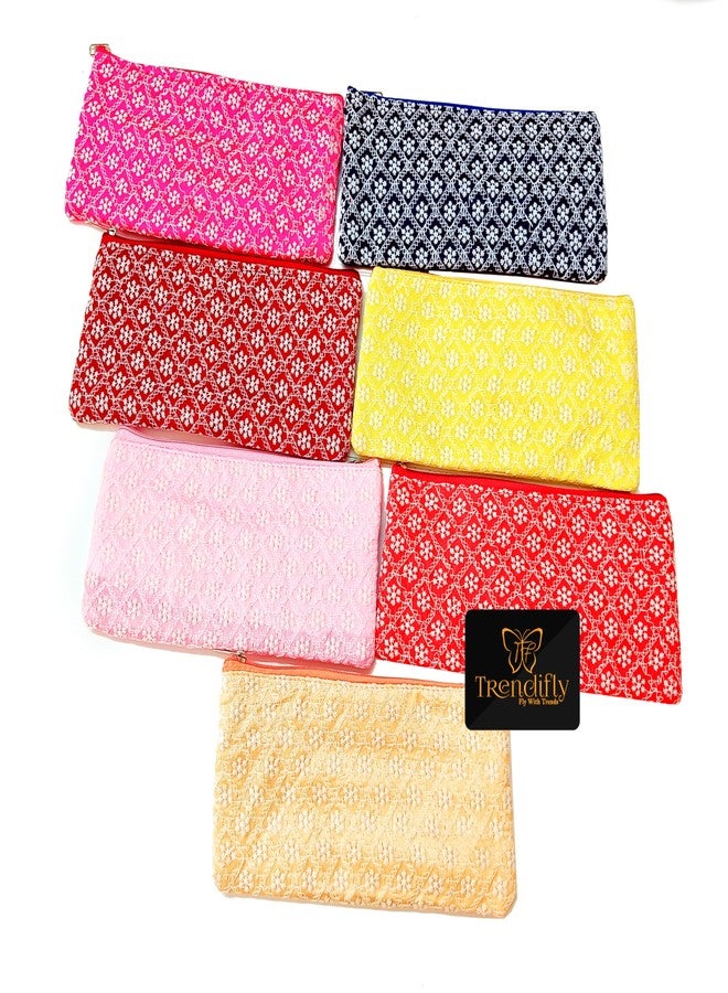Trendifly Embroidery Lucknowi Chikankari Wedding Return Gift For Women Wholesale Bridal Traveling Potli Bag With Zipper For Ladies Baby Shower Shagun Purse Gifting Haldi Mehandi For Girl (20) - Image 1