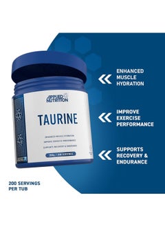 Applied Nutrition Taurine Powder 1000mg - Pure & Natural Supplement for Enhanced Muscle Hydration, Recovery & Endurance, 200g Unflavored  - Image 2