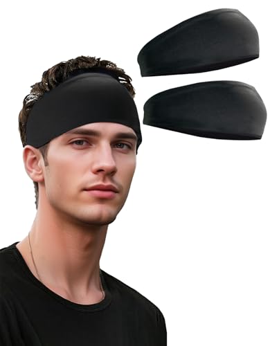 JHYWELL Headbands for Men & Women, Black Headband Non-Slip Sweatband for Sports, Sweat Head Bands, Hairbands Sweatbands for Running Cycling Yoga Basketball Workout Football Tennis Training (Black Pack) - Image 1