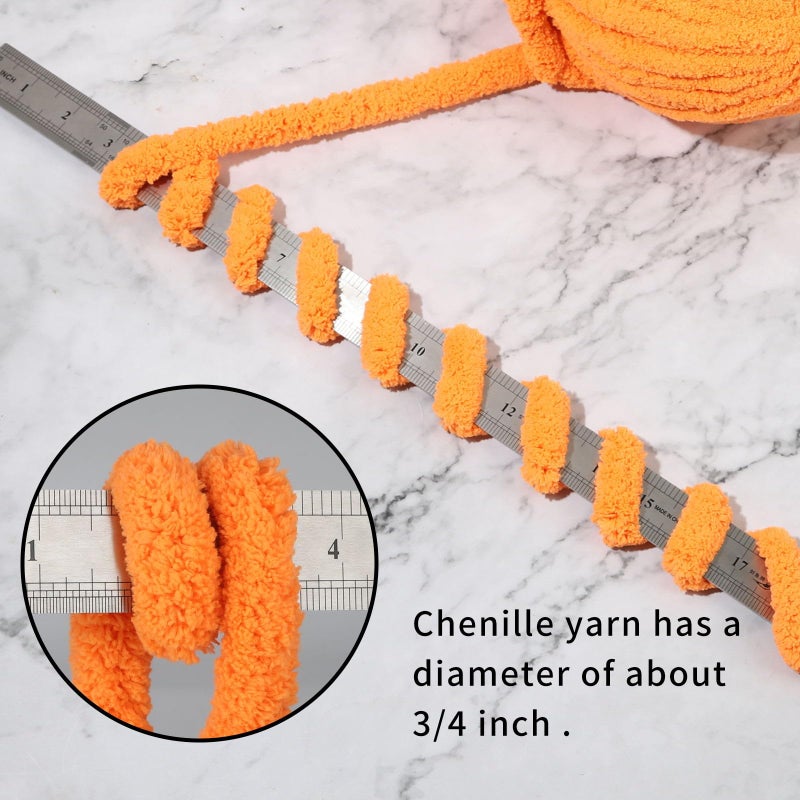 INNDUN Orange Chunky Yarn Soft Thick Fluffy Jumbo Chenille Yarn for Luxurious Blankets, Throw, Home Decor - for Arm Knitting, Crochet & Knitting Projects (4-Pack/2.1 lb, 132yds) - Image 2