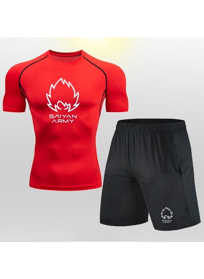 Men's compression tops, quick-dry fitness T-shirts, fitted workout tops, summer base layers, fitted running tops - Image 1