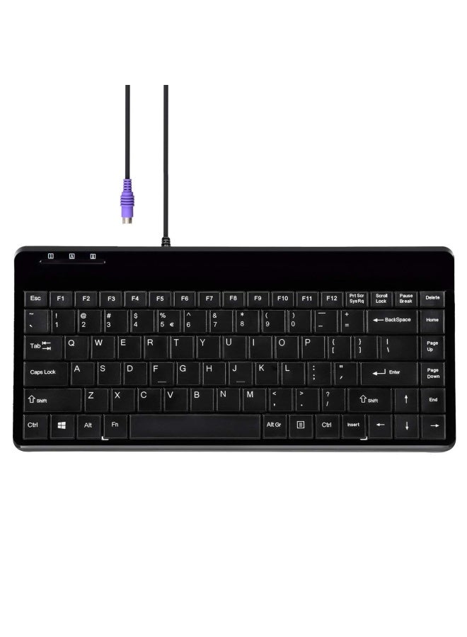 Perixx Periboard-409P Wired Ps2 Mini Keyboard  Black  Us English Layout - Image 1