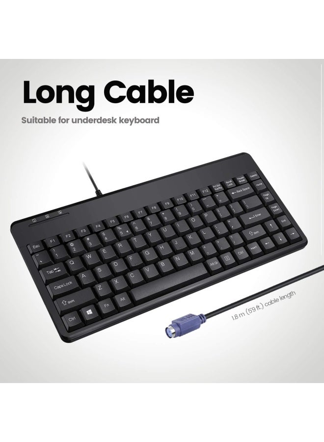 Perixx Periboard-409P Wired Ps2 Mini Keyboard  Black  Us English Layout - Image 4