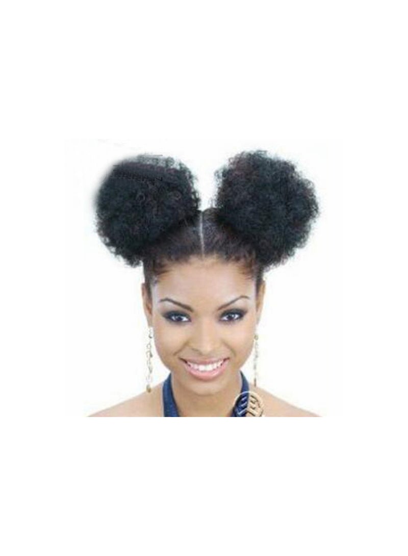 Estelle Short Synthetic Curly Hair Ponytail African American Kinky Curly Wrap Drawstring Puff Ponytail Hair Extensions Wig with 2 Clips Large Light Black - Image 1