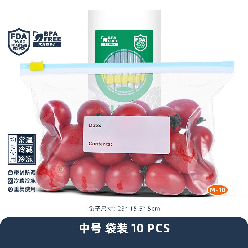 Special Fresh-keeping Bag for Refrigerator Food Grade Thickened Sliding Lock Sealed Bag Zipper Storage Sliding Cable Sub-pack Bag Bags [medium 10]] 