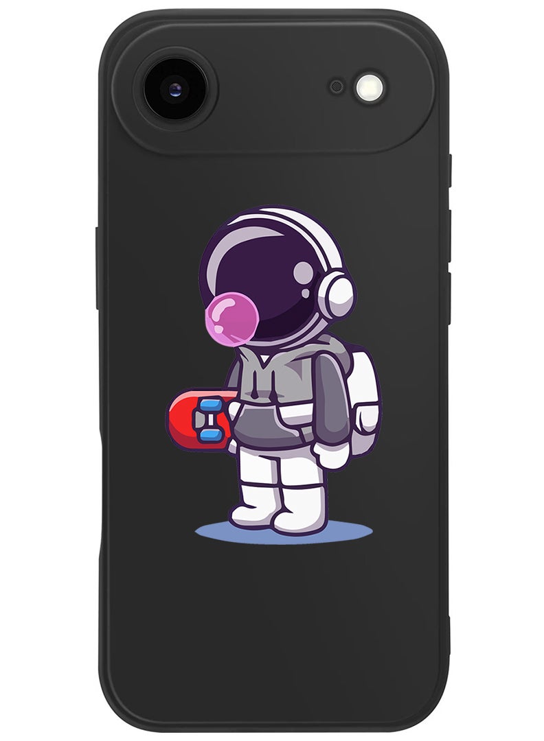 Theodor Protective Slim Fit Case Liquid Silicone Cover with Full Body Protection Anti-Scratch Shockproof Case For Apple iPhone 17 Air (Black) Astronaut holding skateboard - Image 1