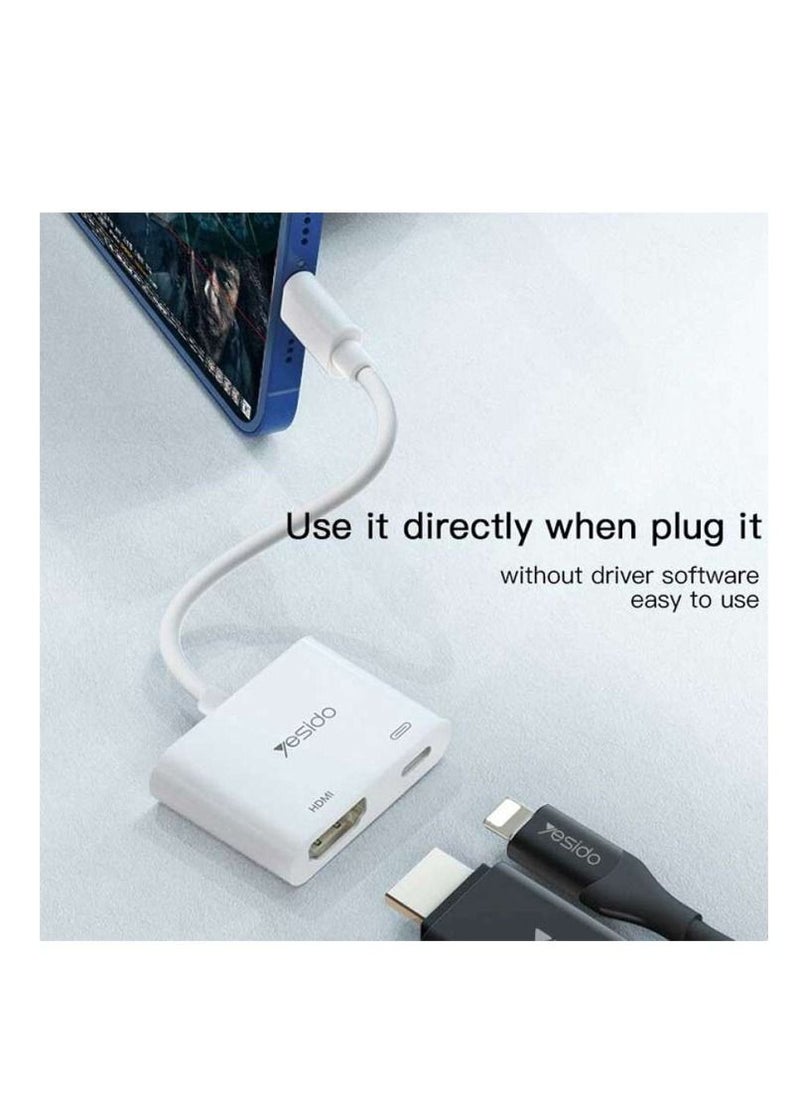 Yesido - iPhone Lightning to HDMI 1080P Audio and Video Adapter - Image 1