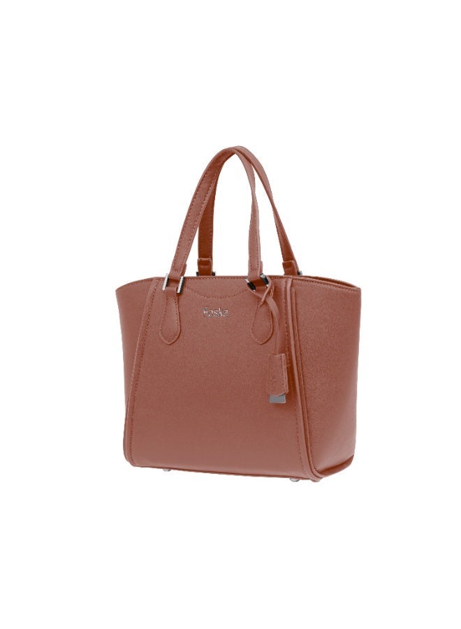 فوسكا شنطة Foska يد كبيرة (توت) وكتف نسائية – تصميم هيكلي وأنيق للعمل لون بني – مقاس 35.5x29 سم - Image 2