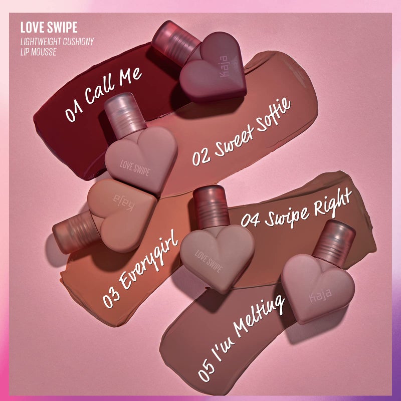 Kaja Lip Mousse - Love Swipe 02 Sweet Softie| with Raspberry Seed Oil and Vitamin E, Buildable, Blendable, Moisturizing, Velvet Finish, Weightless Texture, Deep Shades, 0.22 Oz - Image 5